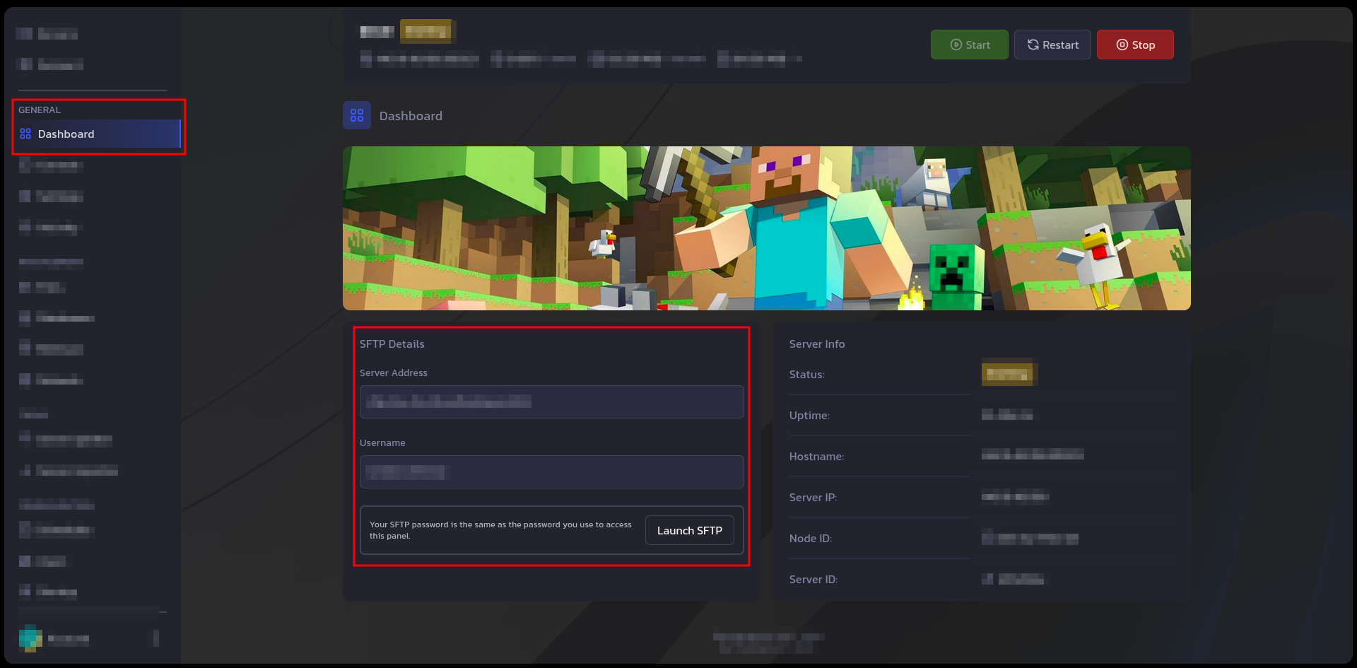 Example using a Pterodactyl panel